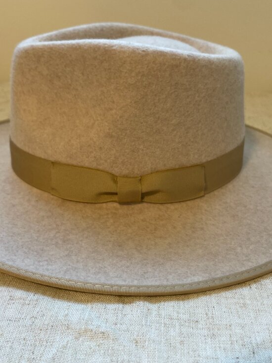Wool Felt Wide Brim Fedora Hat NWT Neutral Boho Classic Ranch Jeanne Simmons main image 7